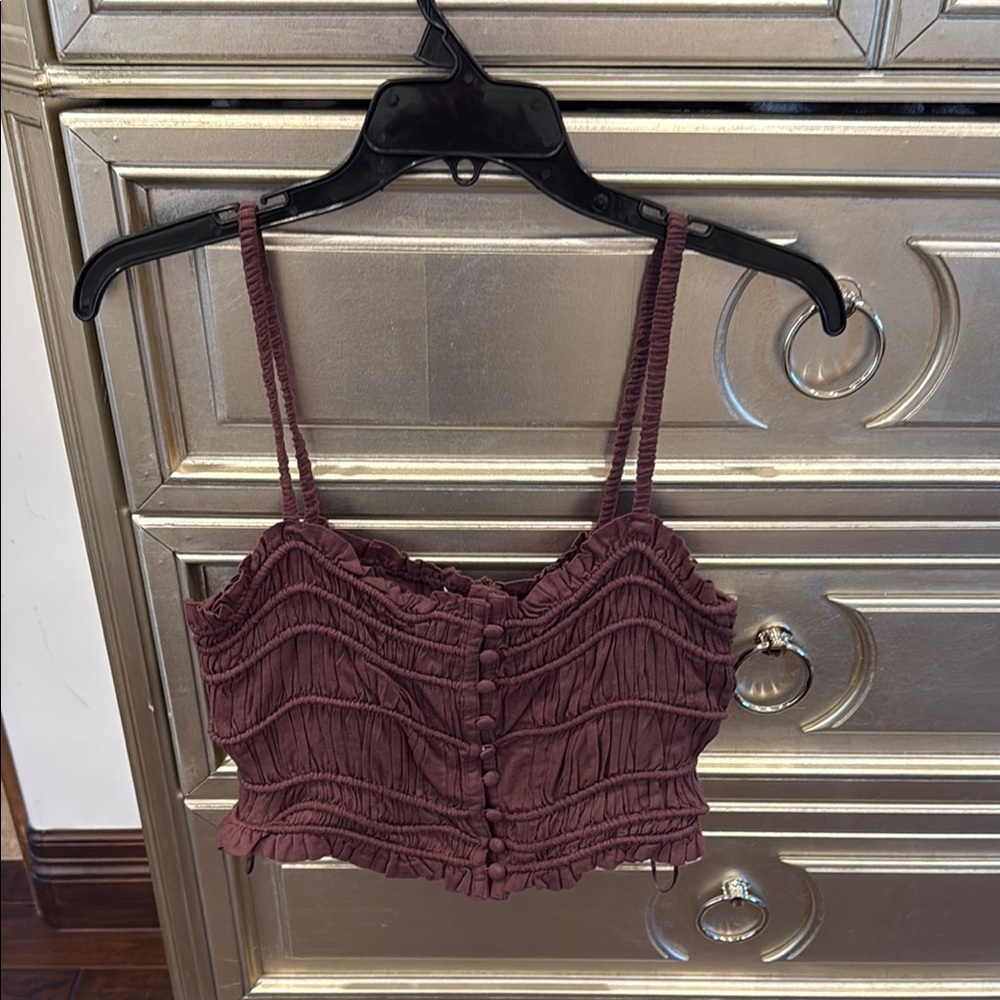 Urban Outfitters Plum Ruffled Crop Top